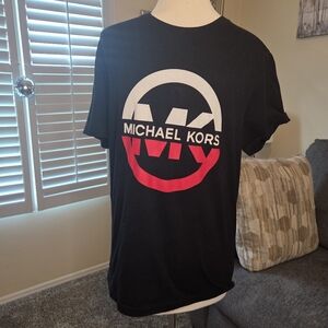 Michael Kors Black Tee with Red and White Accents